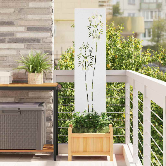 Garden Privacy Screen White 32 x 140 cm Cold-rolled steel