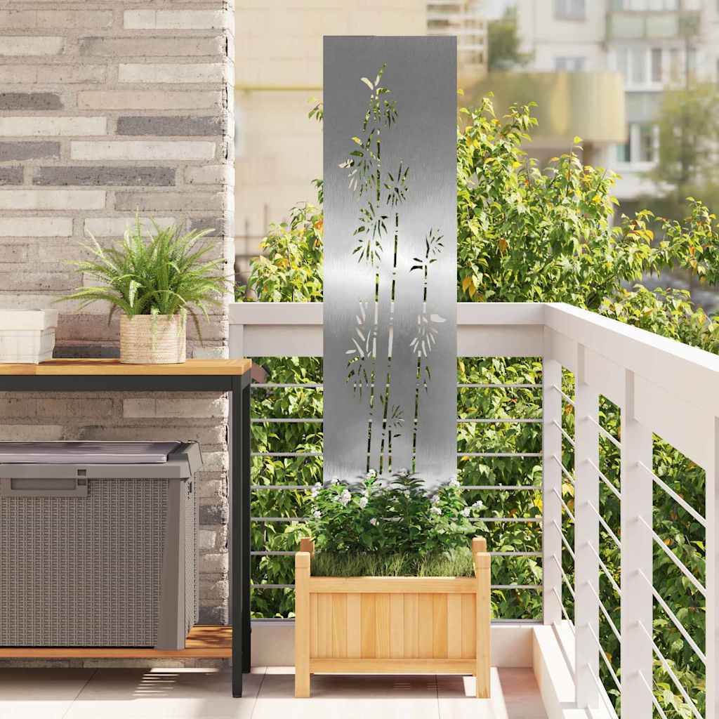 Garden Privacy Screen Floral Silver 32 x 140 cm Stainless steel