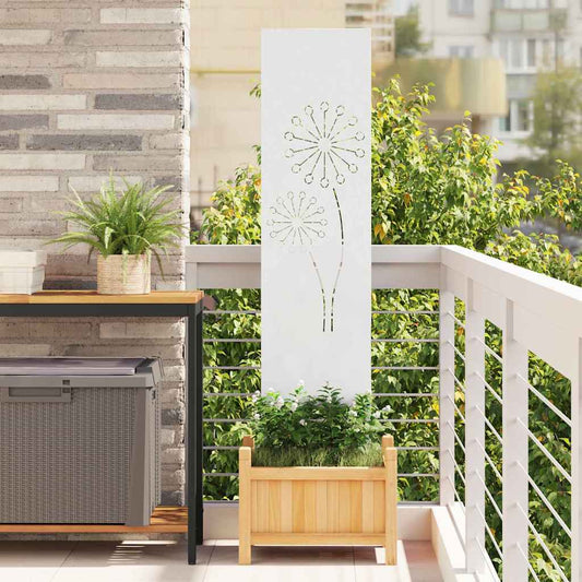 Garden Privacy Screen White 32 x 140 cm Cold-rolled steel