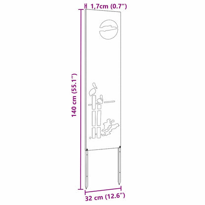 Garden Privacy Screen Rusty 32 x 140 cm Weathering steel