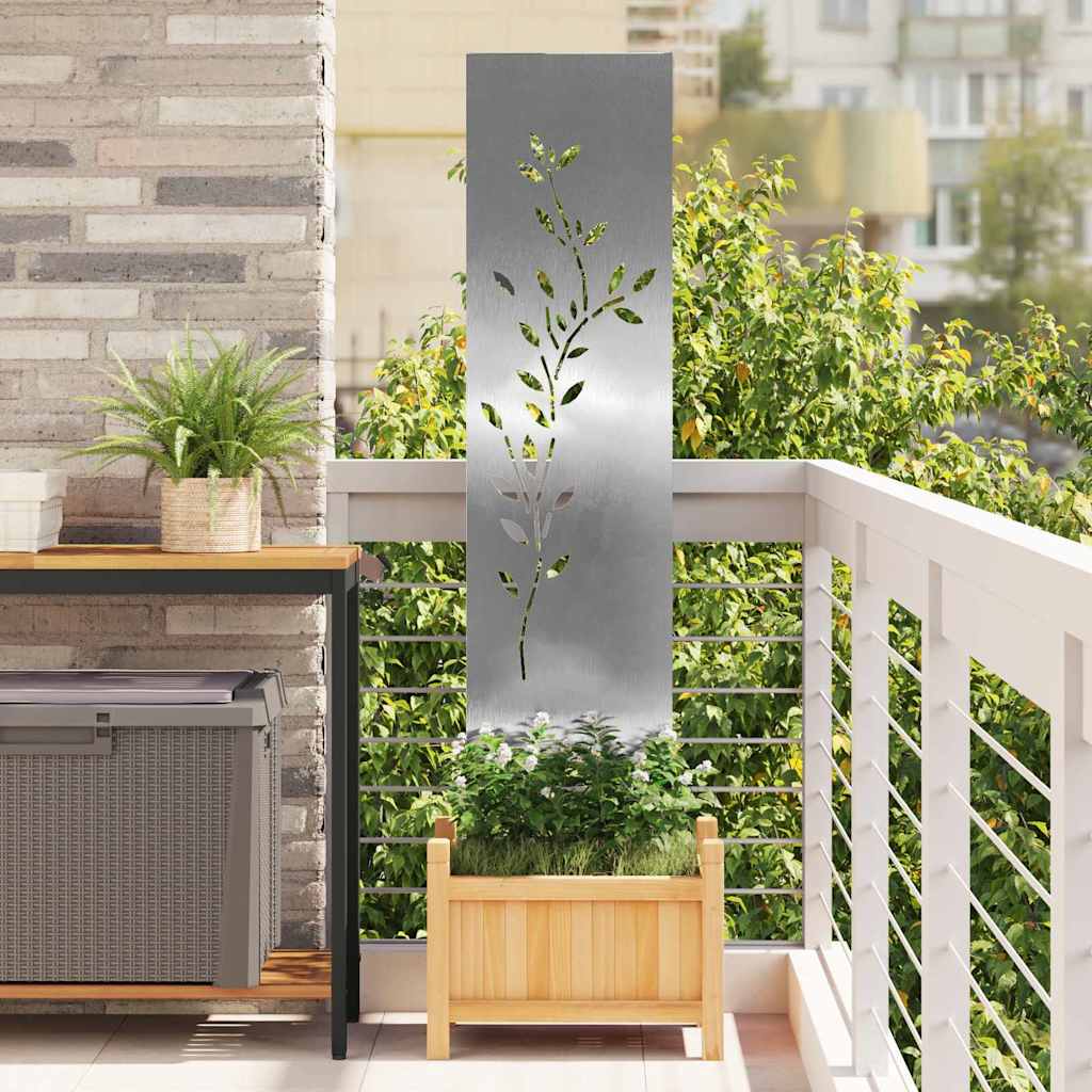Garden Privacy Screen Floral Silver 32 x 140 cm Stainless steel