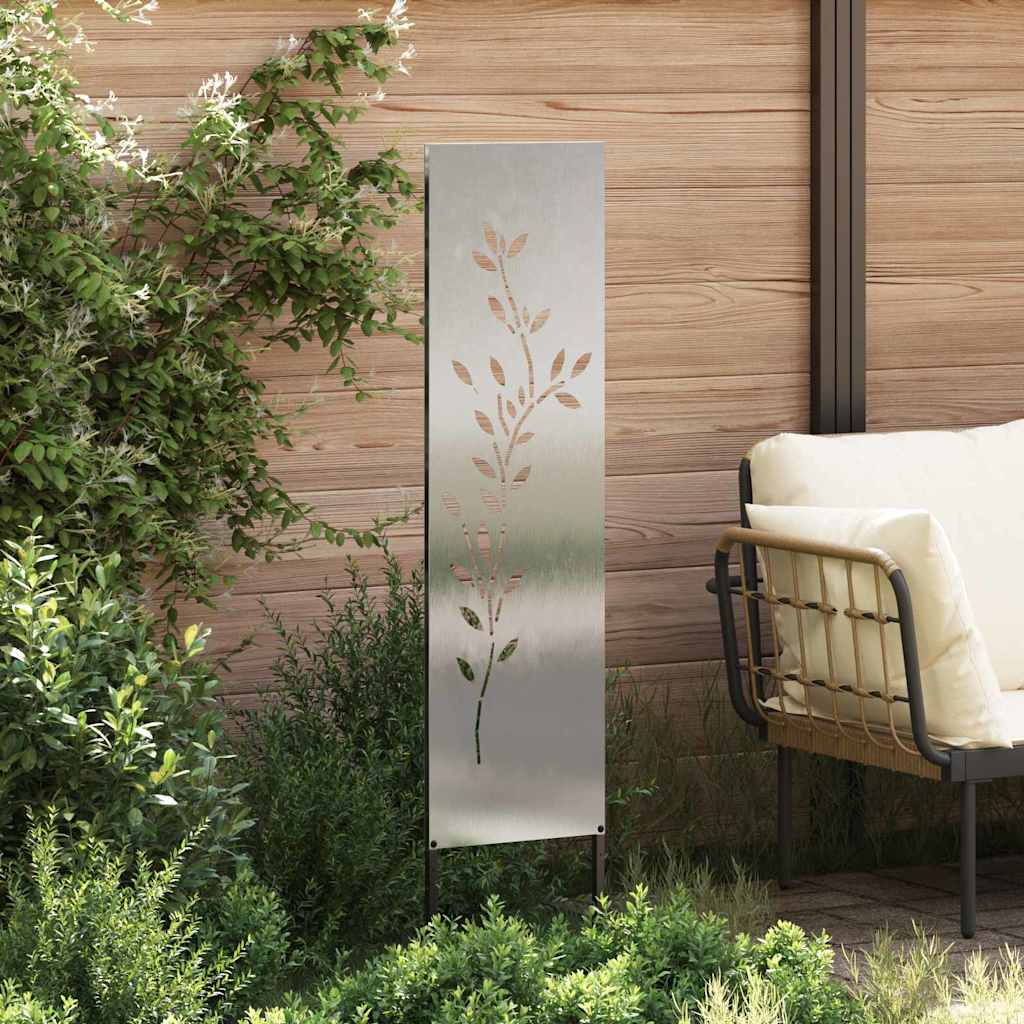 Garden Privacy Screen Floral Silver 32 x 140 cm Stainless steel