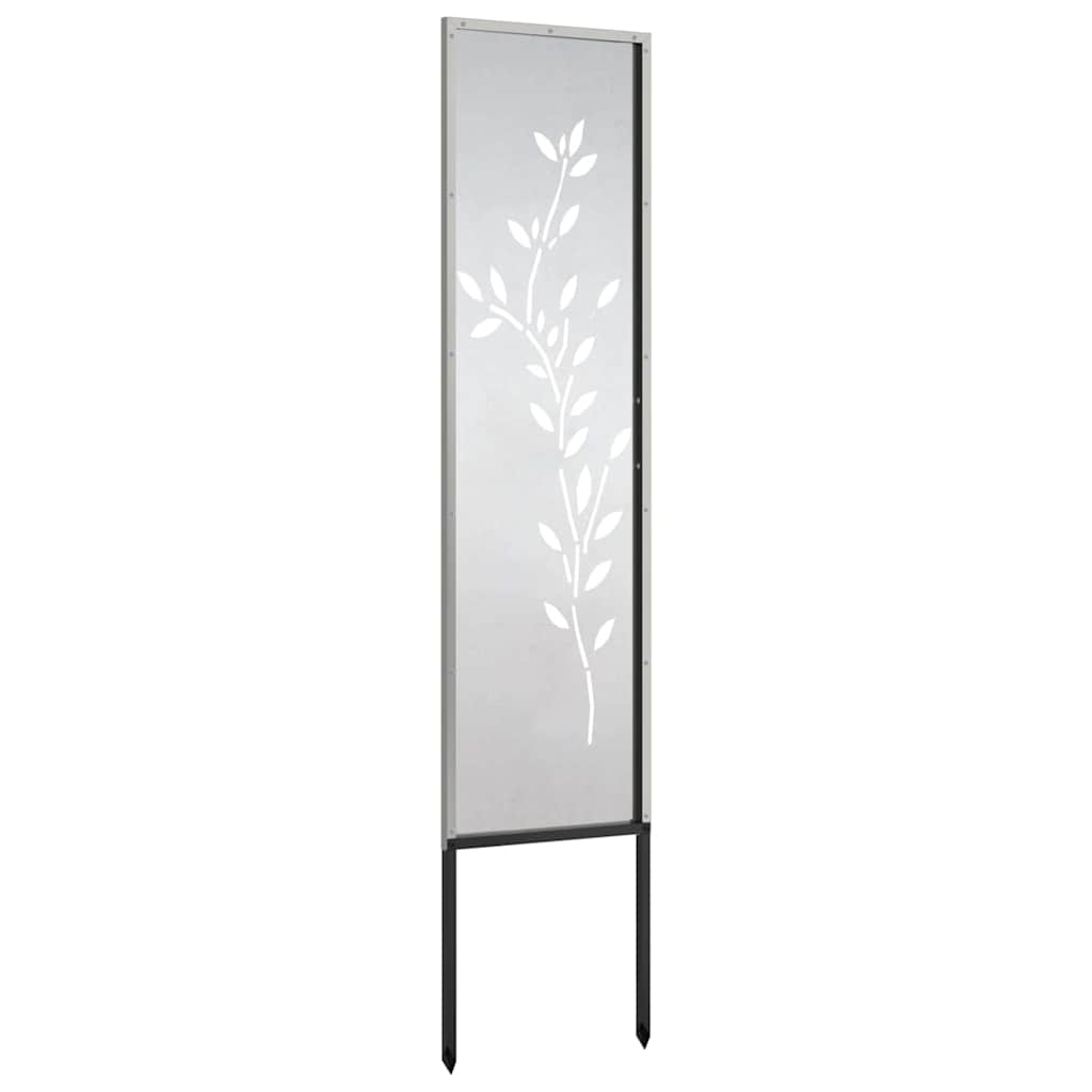 Garden Privacy Screen Floral Silver 32 x 140 cm Stainless steel