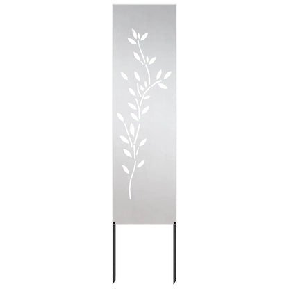 Garden Privacy Screen Floral Silver 32 x 140 cm Stainless steel