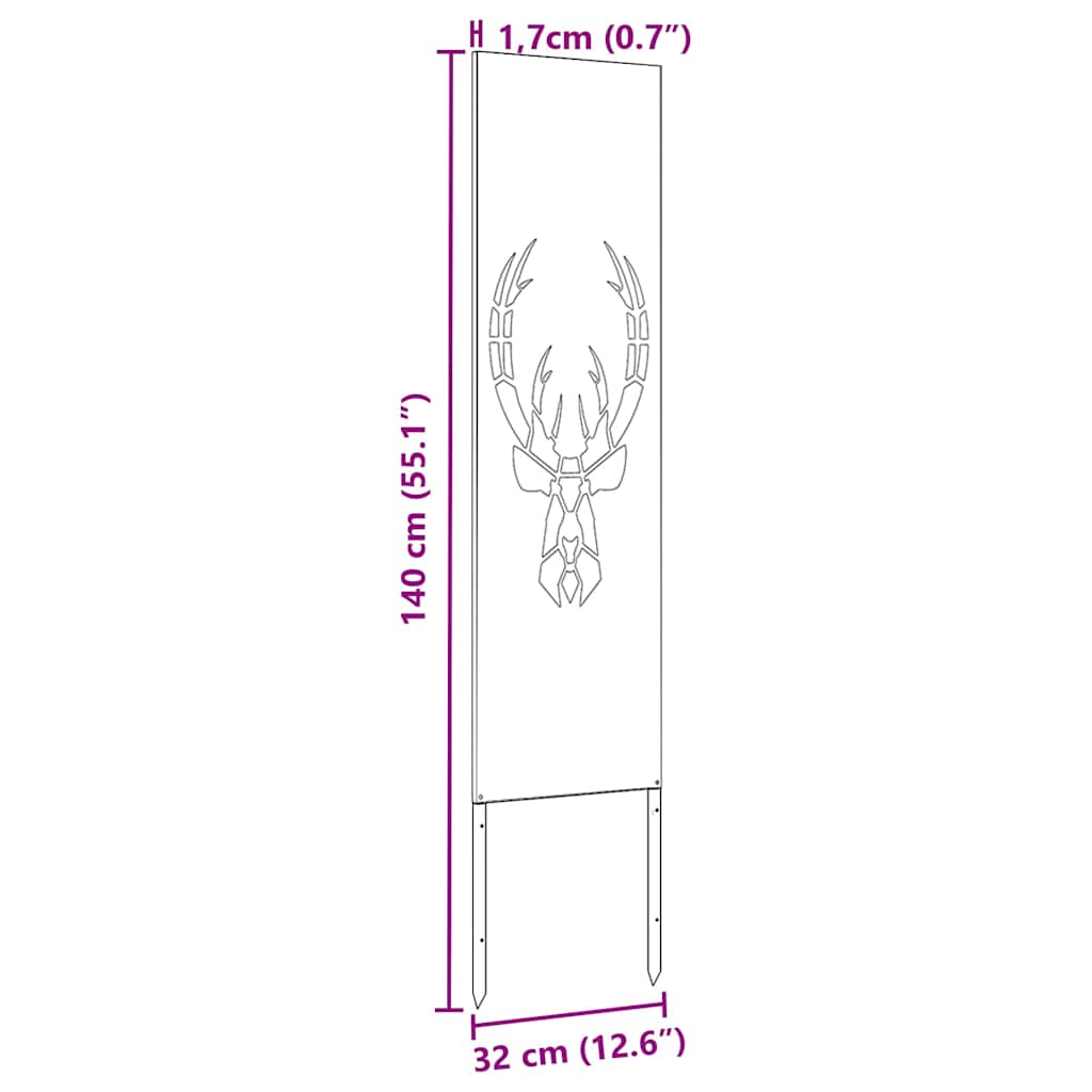 Garden Privacy Screen Black 32 x 140 cm Cold-rolled steel