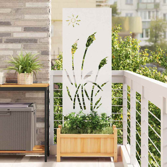 Garden Privacy Screen White 50 x 140 cm Cold-rolled steel