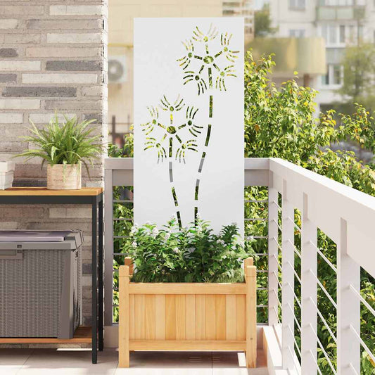 Garden Privacy Screen White 50 x 140 cm Cold-rolled steel