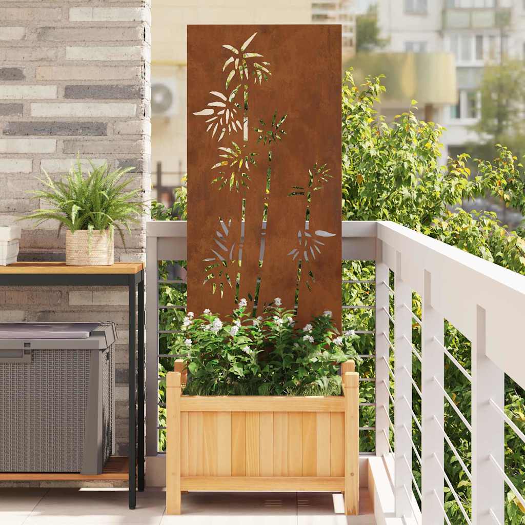 Garden Privacy Screen Floral Rusty 50 x 140 cm Weathering steel