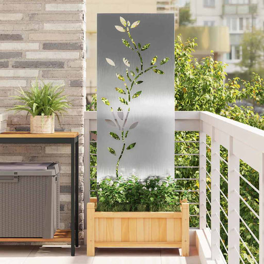 Garden Privacy Screen Floral Silver 50 x 140 cm Stainless steel