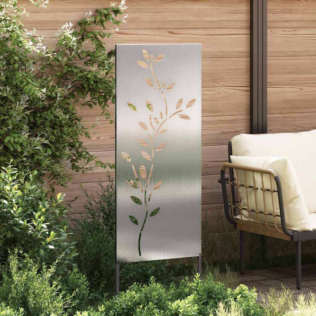 Garden Privacy Screen Floral Silver 50 x 140 cm Stainless steel