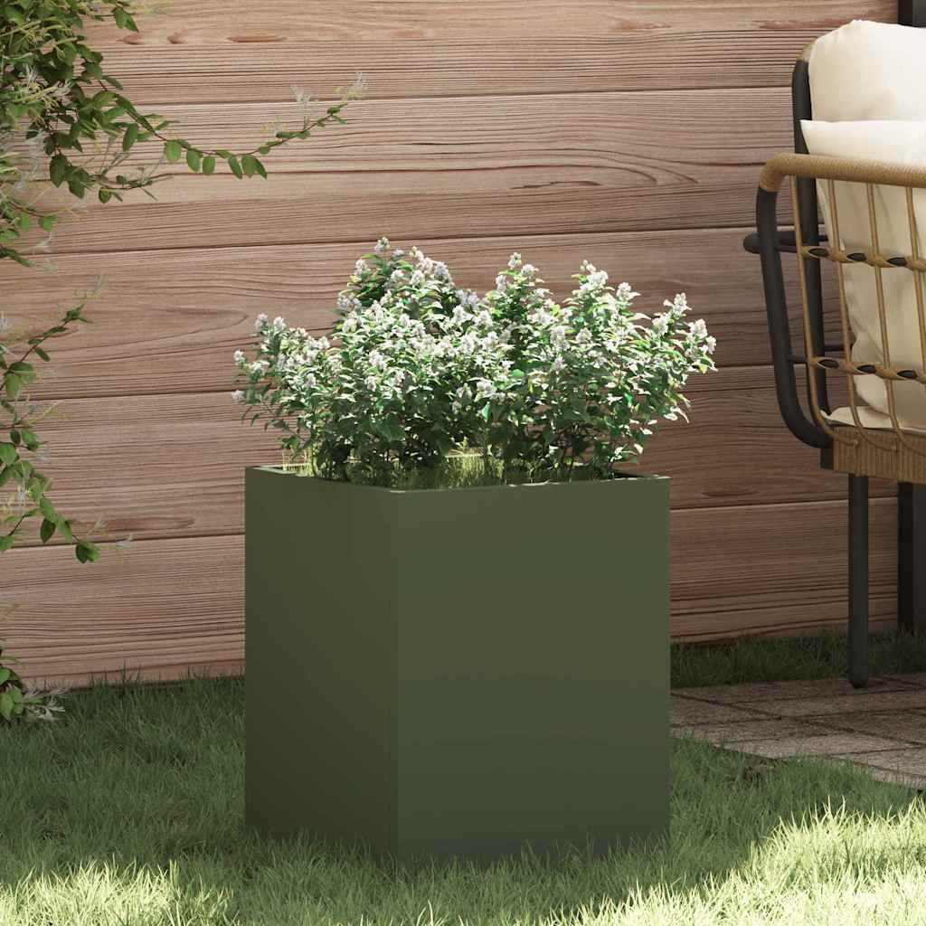 Garden Planter Olive green 32 x 32 x 40 cm Cold-rolled steel