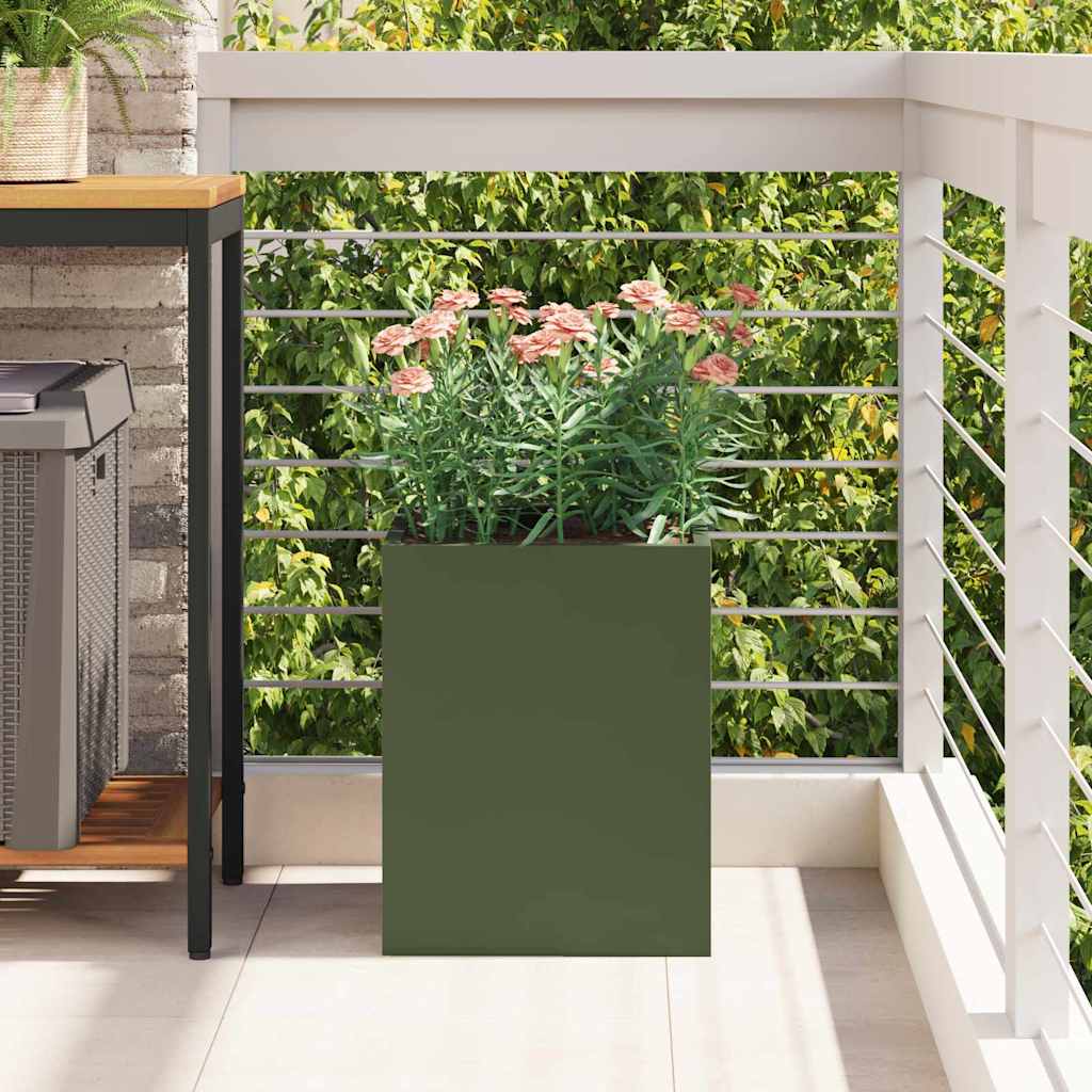 Garden Planter Olive green 32 x 32 x 40 cm Cold-rolled steel
