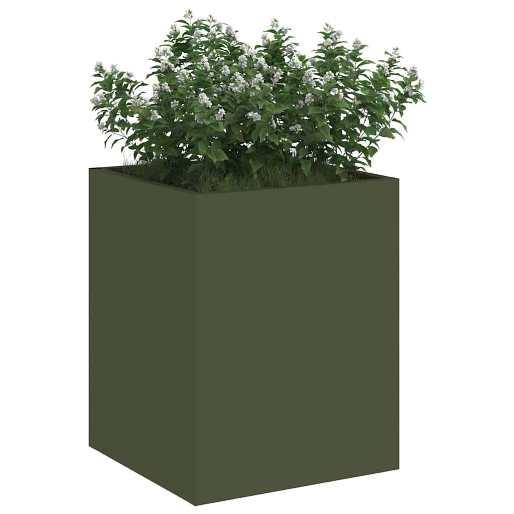 Garden Planter Olive green 32 x 32 x 40 cm Cold-rolled steel