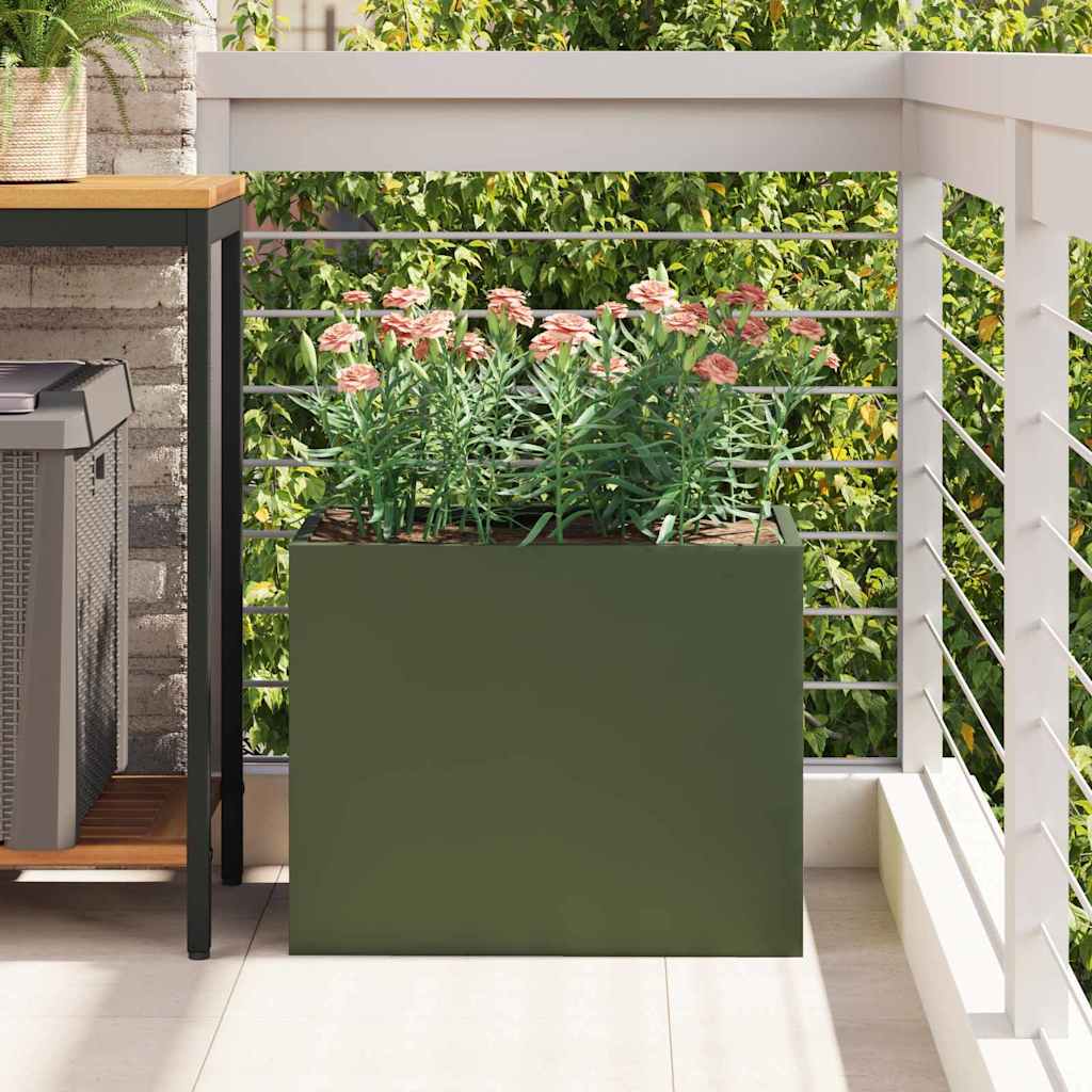 Garden Planter Olive green 50 x 32 x 40 cm Cold-rolled steel