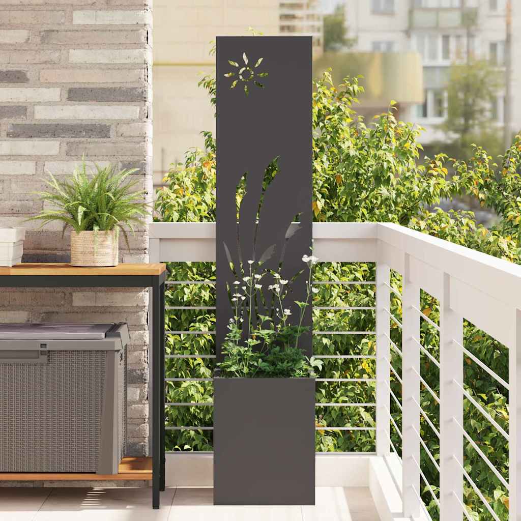 Garden Privacy Screen Black 32 x 140 cm Cold-rolled steel