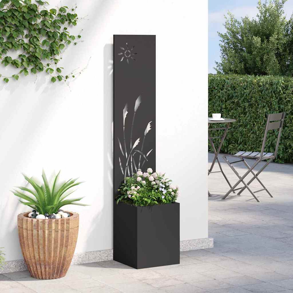 Garden Privacy Screen Black 32 x 140 cm Cold-rolled steel