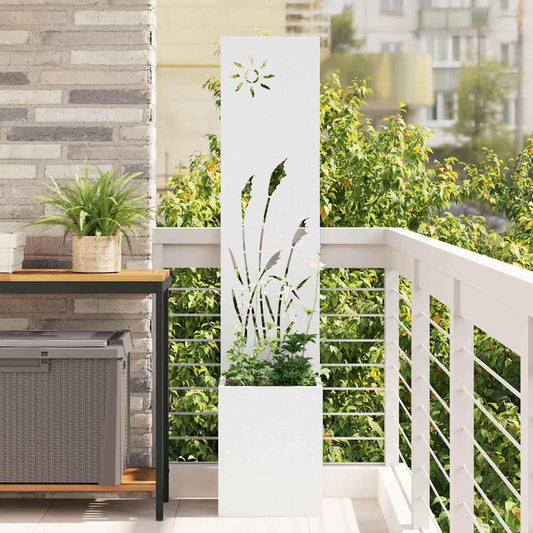 Garden Planter with Decorative Panel White 32 x 140 cm