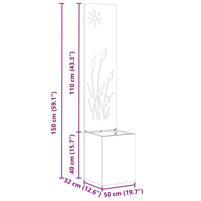 Garden Privacy Screen Silver 32 x 140 cm Galvanised steel