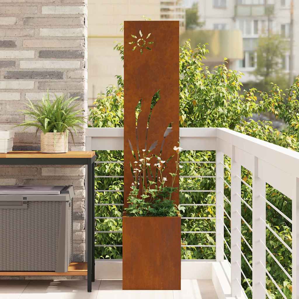 Garden Privacy Screen Rusty 32 x 140 cm Weathering steel