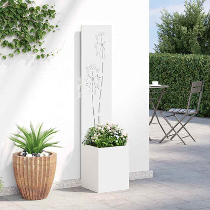 Garden Privacy Screen White 32 x 140 cm Cold-rolled steel