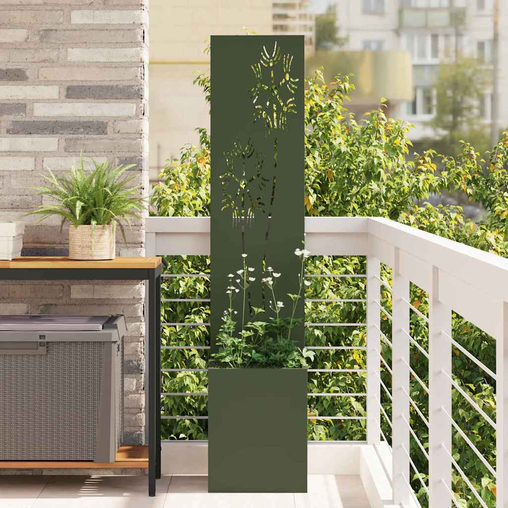 Garden Privacy Screen Olive green 32 x 140 cm Cold-rolled steel