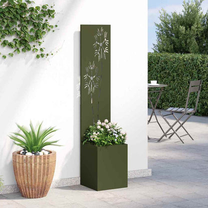 Garden Privacy Screen Olive green 32 x 140 cm Cold-rolled steel