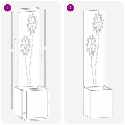 Garden Privacy Screen Floral Sliver 32 x 140 cm Stainless steel