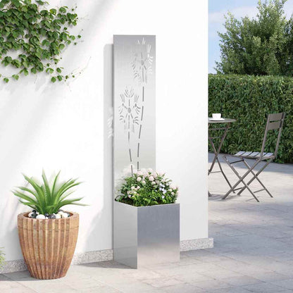 Garden Privacy Screen Floral Sliver 32 x 140 cm Stainless steel