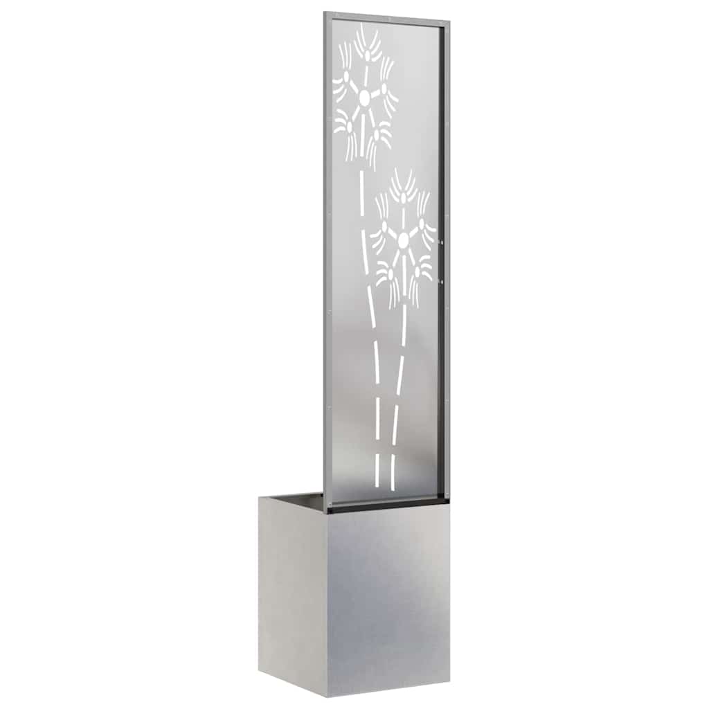 Garden Privacy Screen Floral Sliver 32 x 140 cm Stainless steel