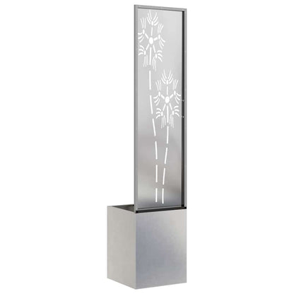 Garden Privacy Screen Floral Sliver 32 x 140 cm Stainless steel