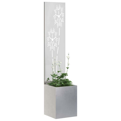 Garden Privacy Screen Floral Sliver 32 x 140 cm Stainless steel