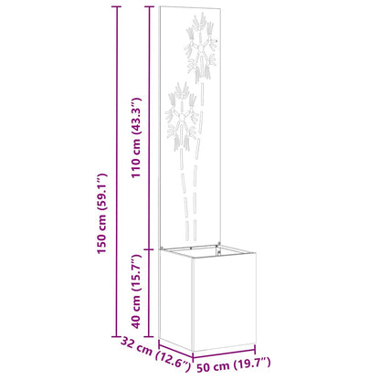 Garden Privacy Screen Floral Sliver 32 x 140 cm Stainless steel