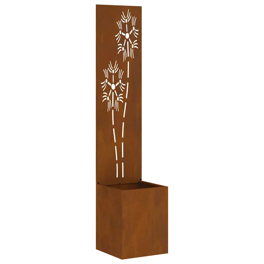 Garden Privacy Screen Floral Rusty 32 x 140 cm Weathering steel