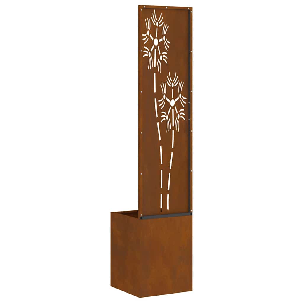 Garden Privacy Screen Floral Rusty 32 x 140 cm Weathering steel