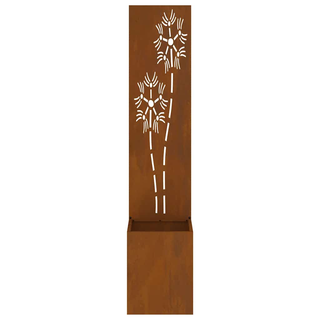 Garden Privacy Screen Floral Rusty 32 x 140 cm Weathering steel