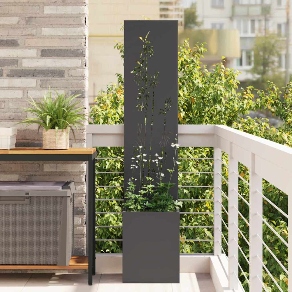 Garden Privacy Screen Black 32 x 140 cm Cold-rolled steel