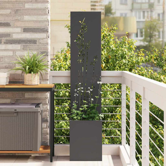 Garden Privacy Screen Black 32 x 140 cm Cold-rolled steel