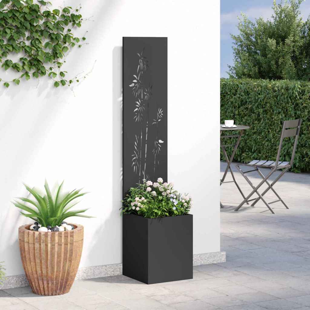 Garden Privacy Screen Black 32 x 140 cm Cold-rolled steel