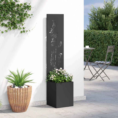 Garden Privacy Screen Black 32 x 140 cm Cold-rolled steel
