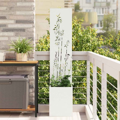 Garden Privacy Screen White 32 x 140 cm Cold-rolled steel