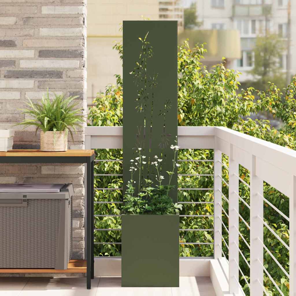 Garden Privacy Screen Olive green 32 x 140 cm Cold-rolled steel
