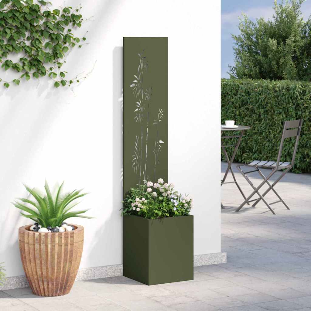 Garden Privacy Screen Olive green 32 x 140 cm Cold-rolled steel