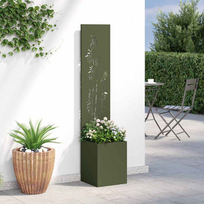 Garden Privacy Screen Olive green 32 x 140 cm Cold-rolled steel