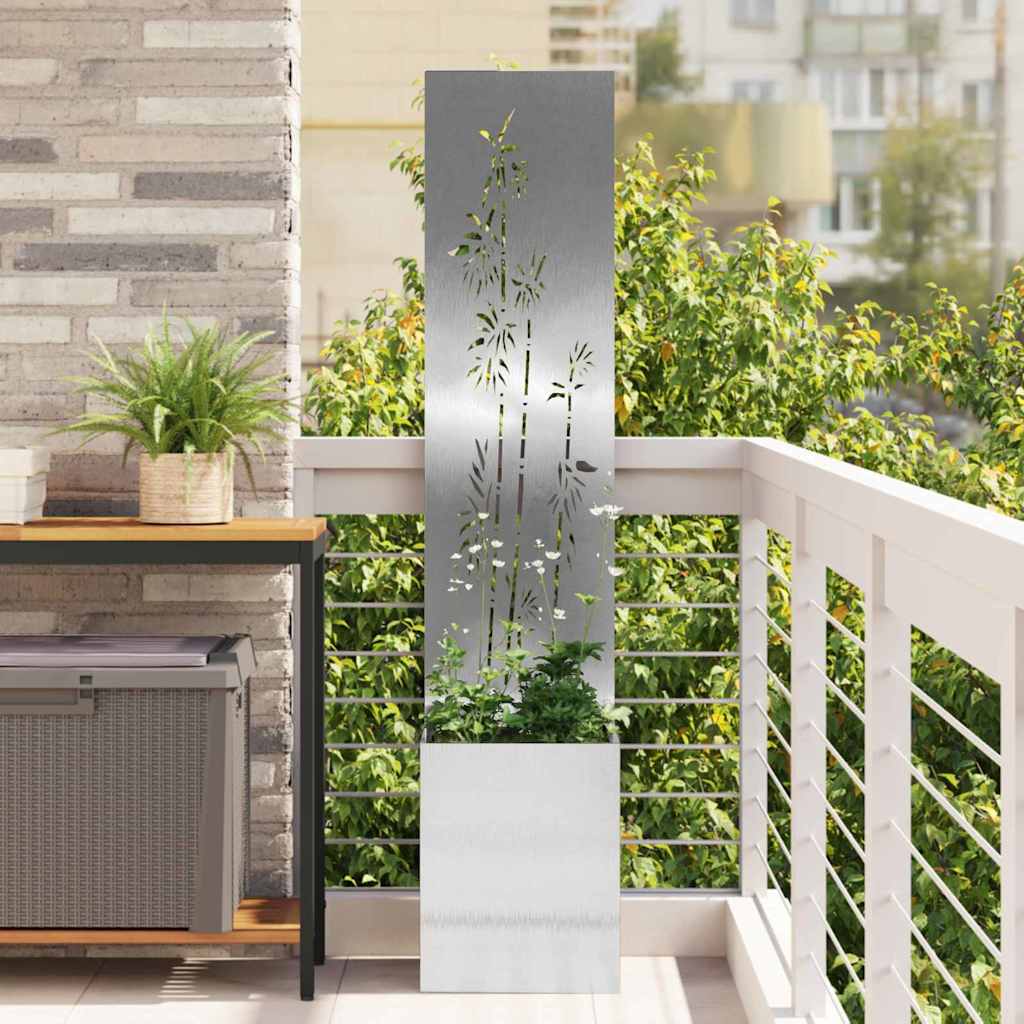 Garden Privacy Screen Floral Sliver 32 x 140 cm Stainless steel