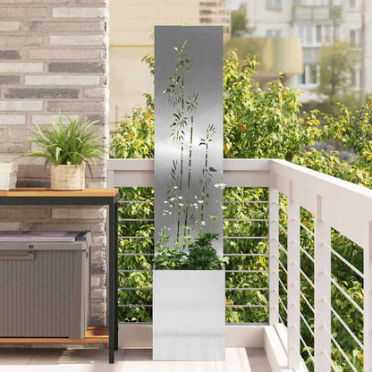 Garden Privacy Screen Floral Sliver 32 x 140 cm Stainless steel
