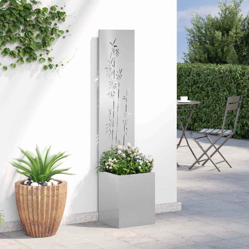 Garden Privacy Screen Floral Sliver 32 x 140 cm Stainless steel