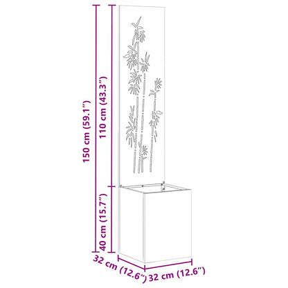 Garden Privacy Screen Floral Sliver 32 x 140 cm Stainless steel