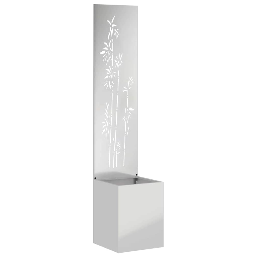 Garden Planter with Decorative Panel Silver 32 x 140 cm