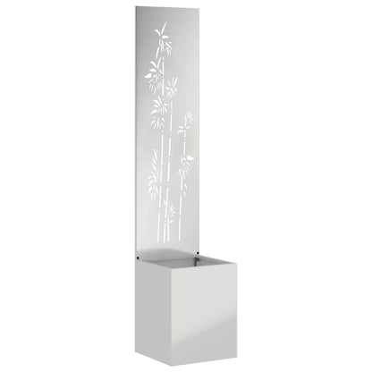 Garden Planter with Decorative Panel Silver 32 x 140 cm