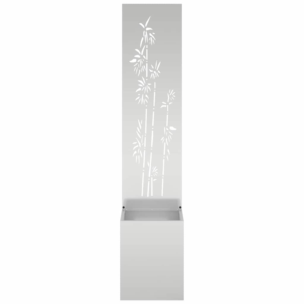 Garden Planter with Decorative Panel Silver 32 x 140 cm